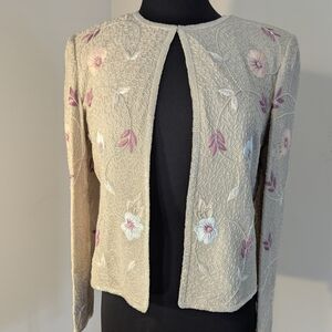 Adrianna Papell Occasions Cream Colored Silk Jacket